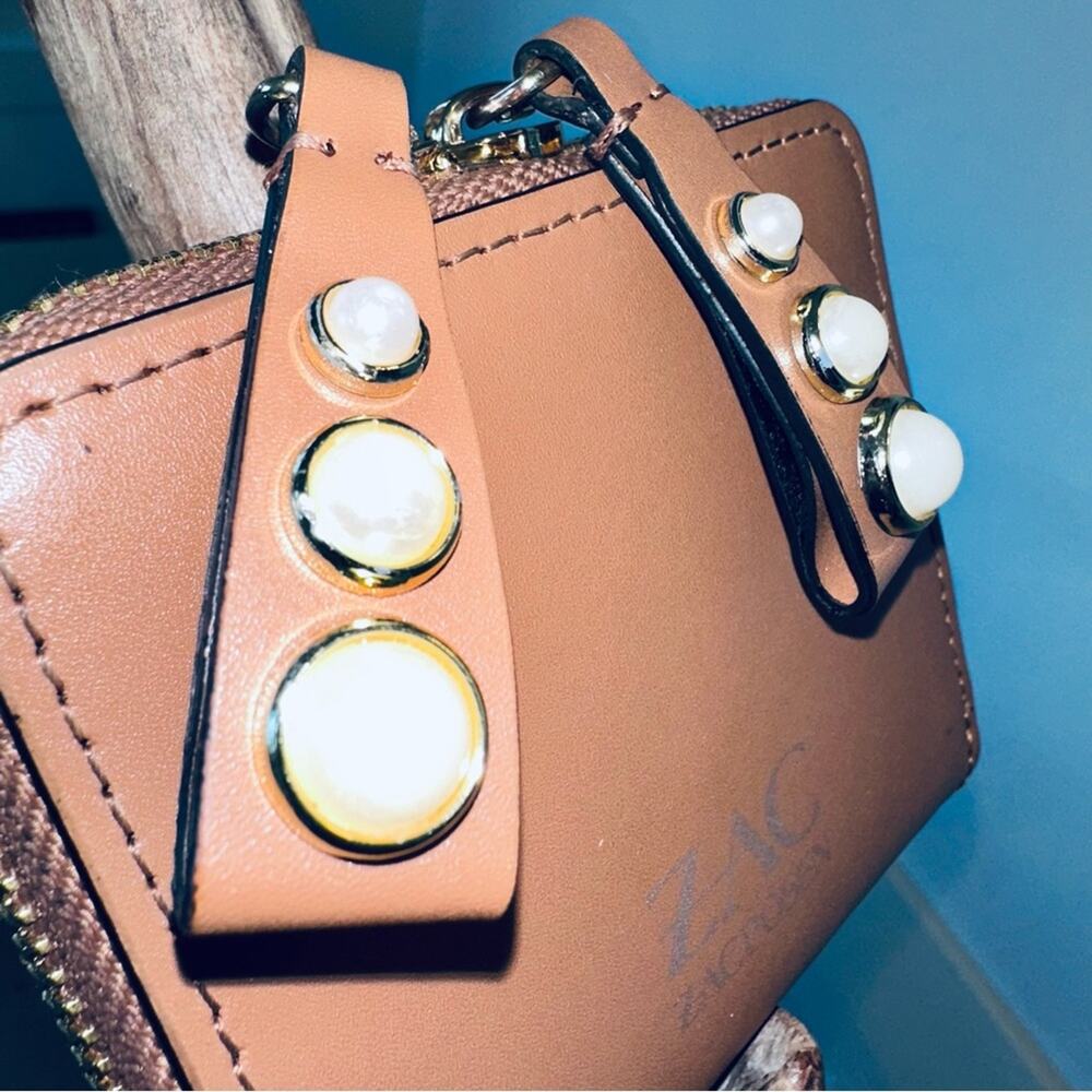 Zac Posen - Eartha Pearl Lady Zipped Small Leather Wallet - Camel - Picture 2 of 5